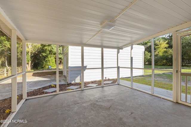 view of unfurnished sunroom