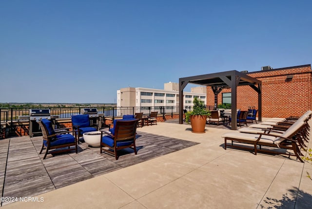 view of patio featuring a gazebo and area for grilling