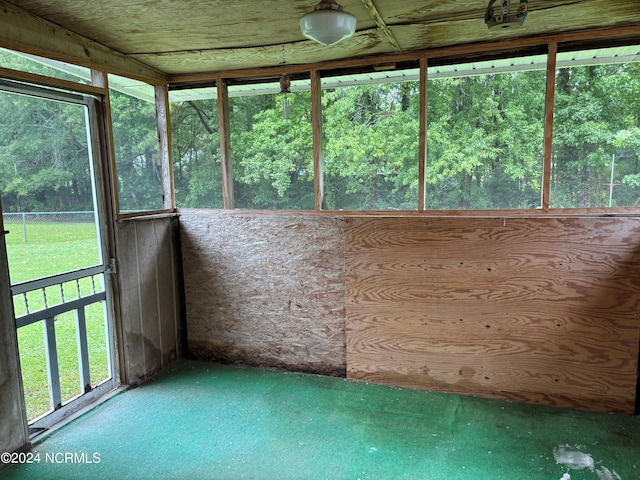 view of unfurnished sunroom