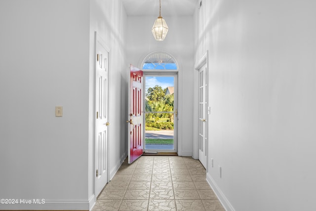 foyer entrance with a high ceiling and a healthy amount of sunlight