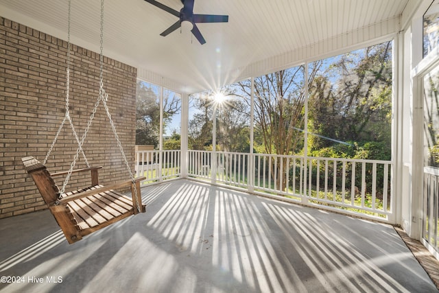 wooden terrace with ceiling fan