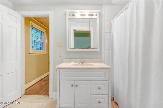 bathroom featuring vanity and tile patterned floors