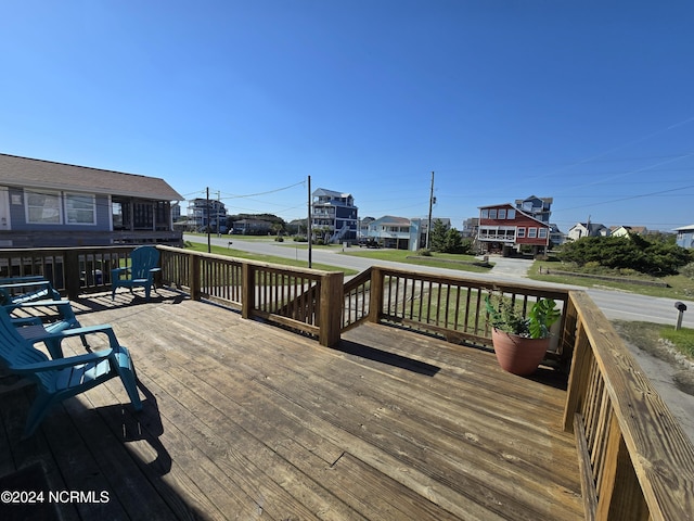 2712 Island Dr, North Topsail Beach, NC 28460 - wooden deck with a residential view