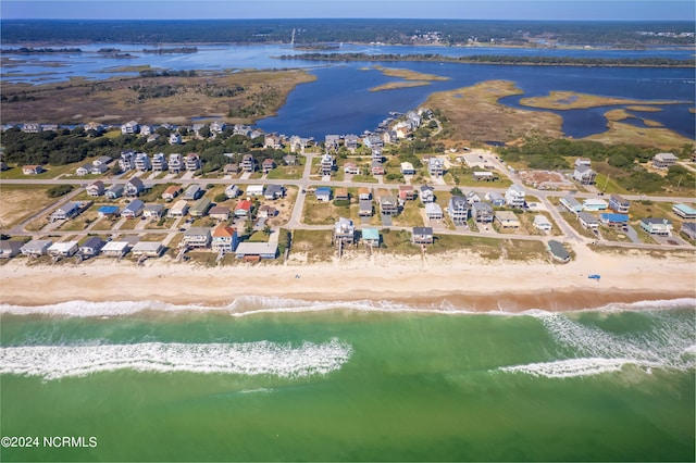 2712 Island Dr, North Topsail Beach, NC 28460 - drone / aerial view with a water view, a residential view, and a beach view