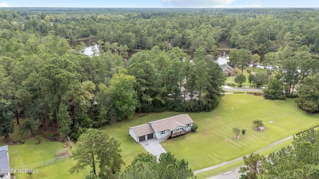 bird's eye view featuring a view of trees