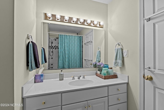 bathroom featuring vanity and walk in shower