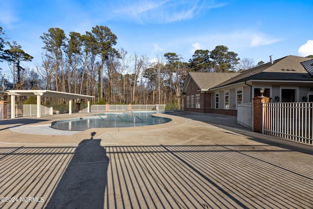 view of swimming pool featuring a patio