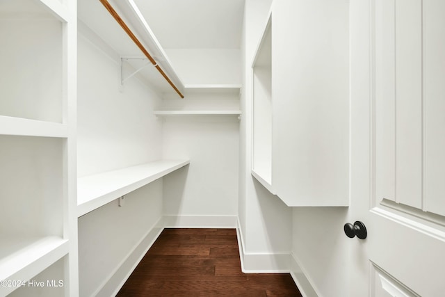 walk in closet featuring dark hardwood / wood-style flooring