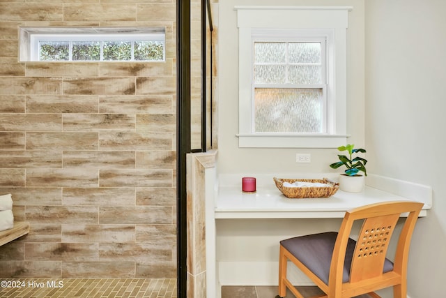 bathroom with a shower