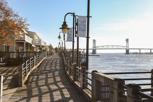 view of dock featuring a water view