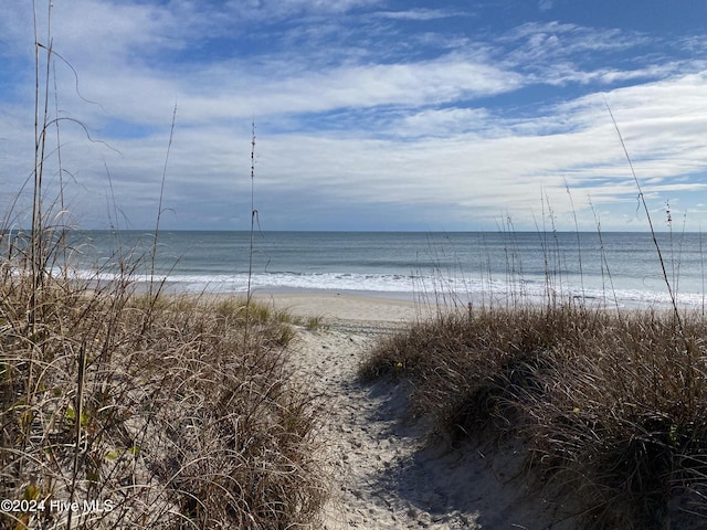 view of water feature with a view of the beach