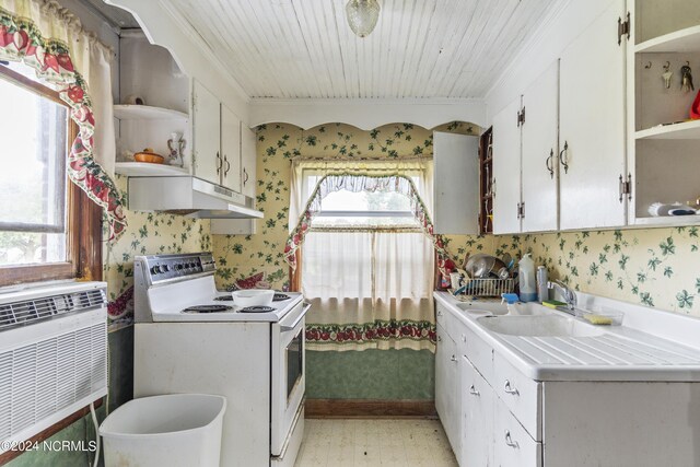 laundry area with wooden ceiling and sink