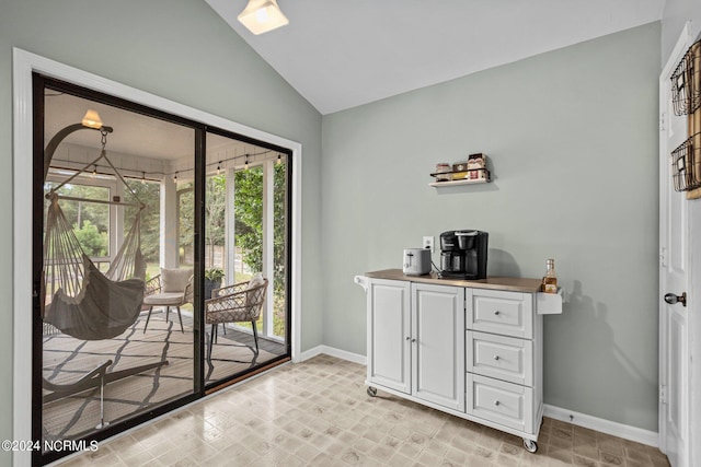 interior space with vaulted ceiling