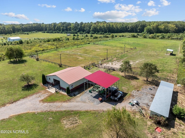 drone / aerial view with a rural view