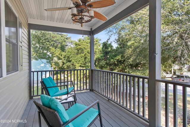 deck featuring ceiling fan
