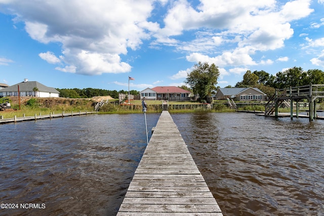 dock area featuring a water view