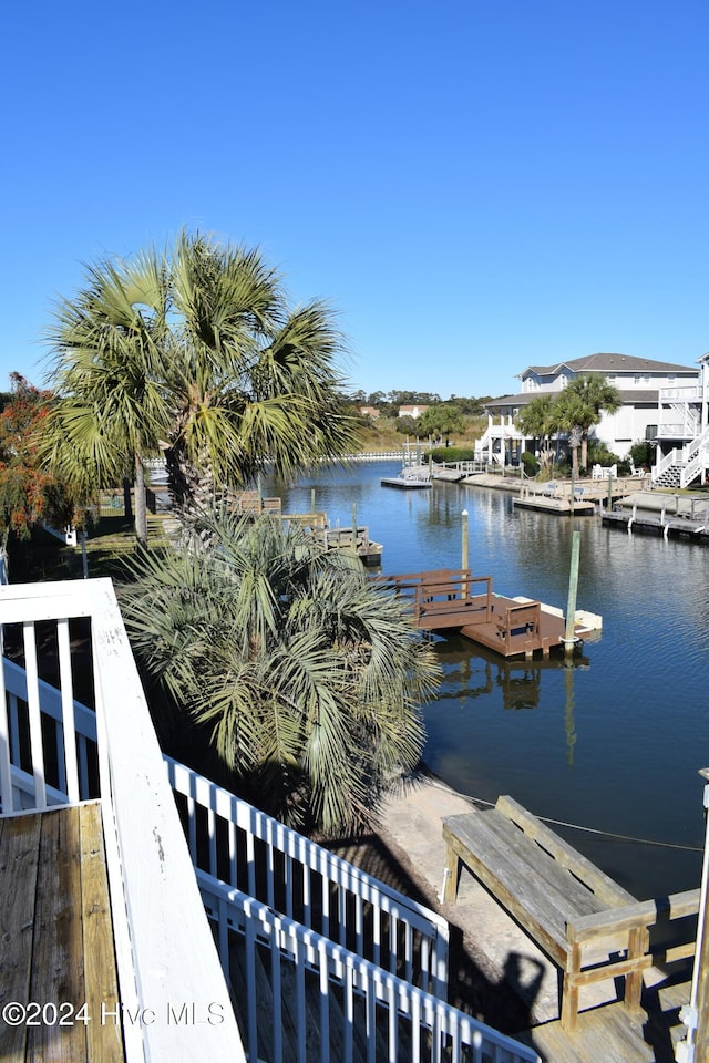 view of dock featuring a water view