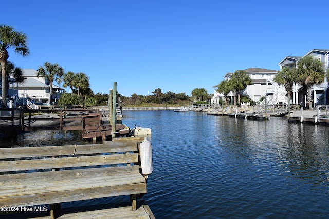 view of dock featuring a water view