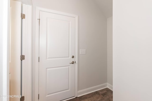 interior space with dark hardwood / wood-style floors