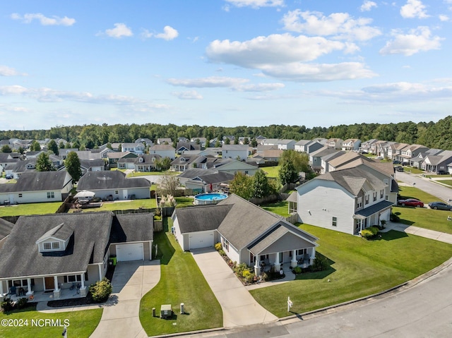 aerial view with a residential view