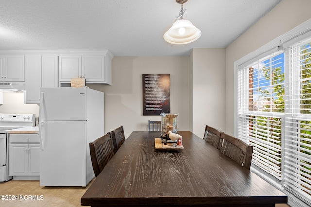 dining area featuring a textured ceiling