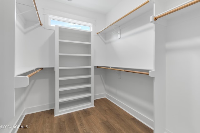 walk in closet featuring dark wood-type flooring