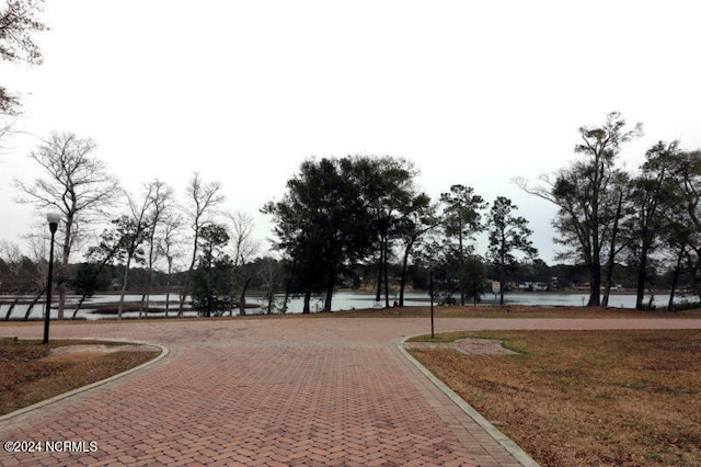 view of property's community with a water view