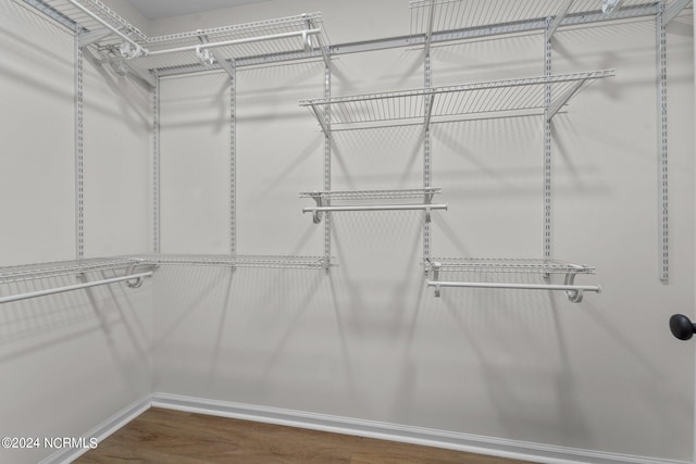 walk in closet featuring hardwood / wood-style floors