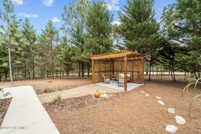 view of yard featuring a patio and a pergola