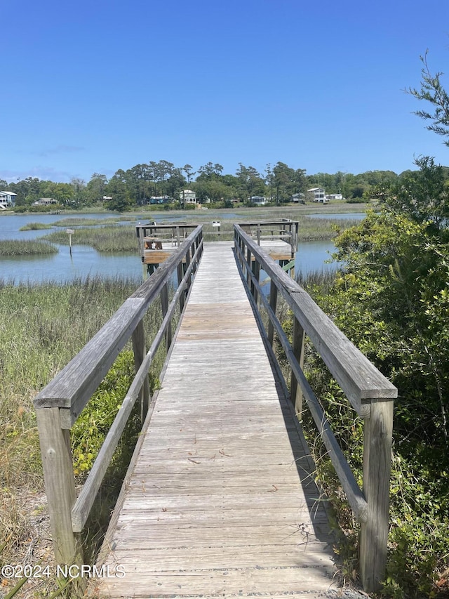 view of dock featuring a water view
