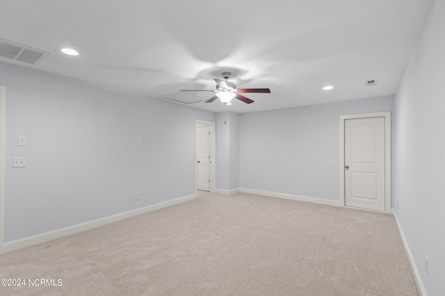 carpeted empty room with ceiling fan