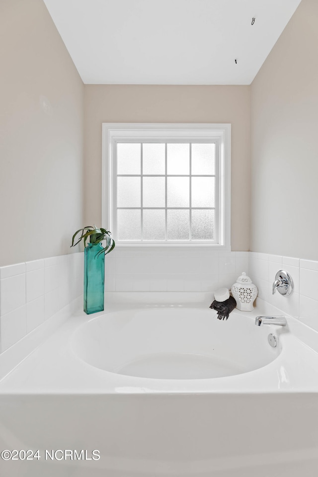 bathroom with plenty of natural light and a tub