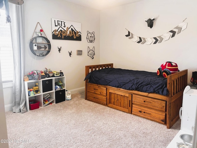 bedroom featuring carpet