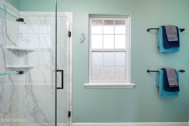 bathroom featuring walk in shower