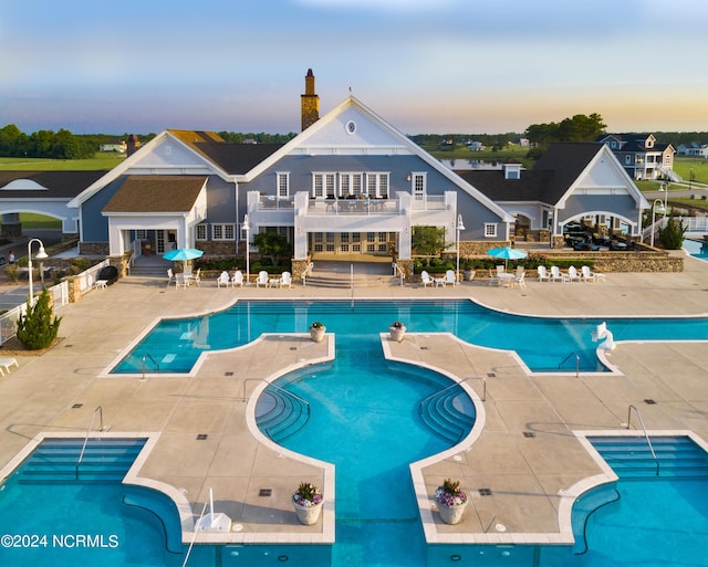 pool featuring a patio area