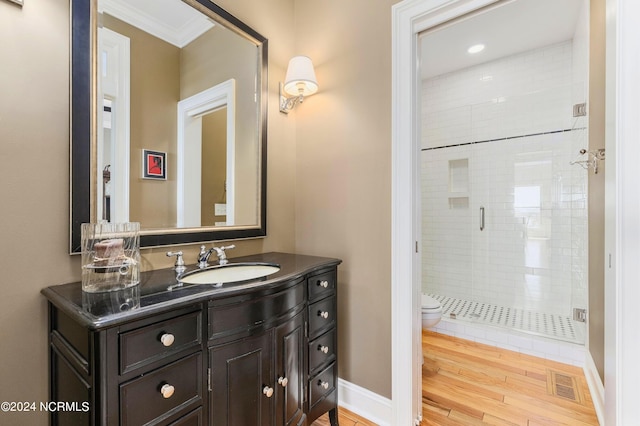1324 Harbour Watch SW, Calabash, NC 28467 - full bath featuring toilet, a stall shower, wood finished floors, vanity, and recessed lighting