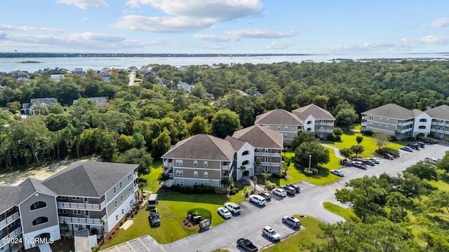 bird's eye view featuring a water view