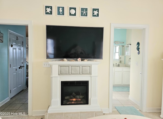 view of tiled living room