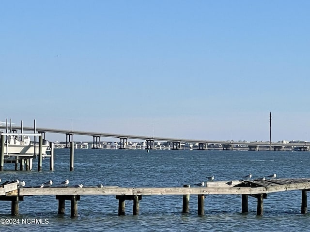 dock area featuring a water view