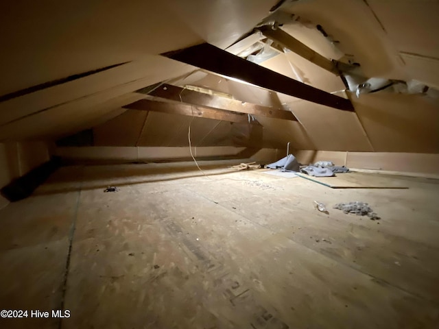 view of unfinished attic