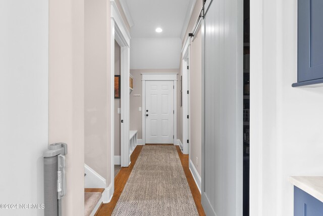 bathroom with toilet, curtained shower, vanity, and crown molding