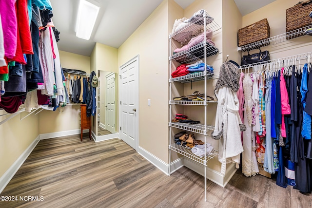 spacious closet featuring hardwood / wood-style floors