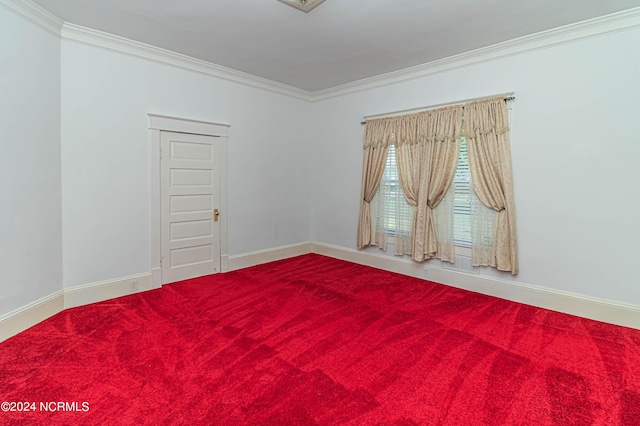 spare room featuring carpet floors and ornamental molding