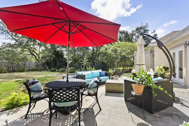 view of patio featuring outdoor lounge area