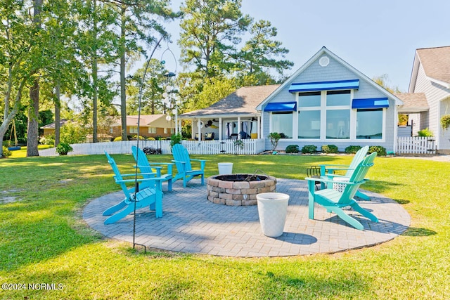 exterior space featuring a fire pit