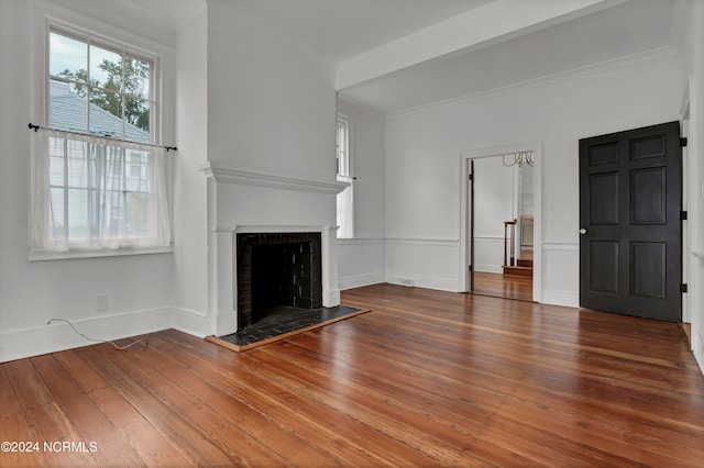 unfurnished living room featuring dark wood-type flooring