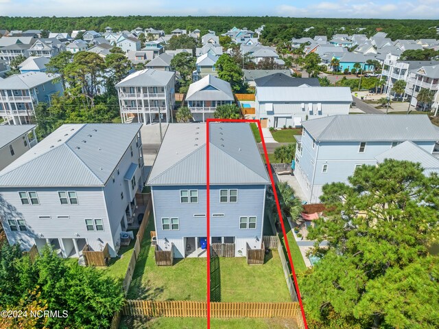 1305 Mackerel Ln Unit 1, Carolina Beach, NC 28428 - aerial perspective of suburban area with property parcel outlined
