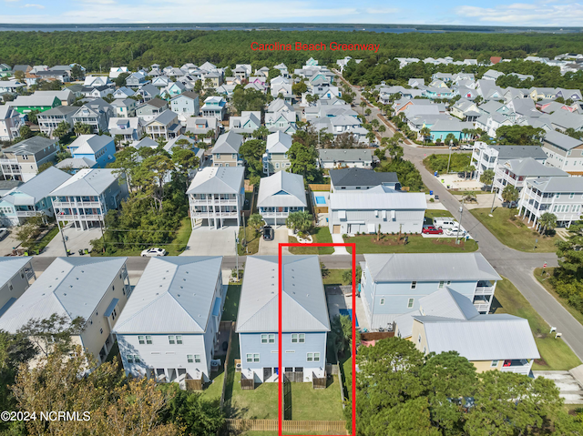 1305 Mackerel Ln Unit 1, Carolina Beach, NC 28428 - aerial view of residential area featuring property boundaries highlighted