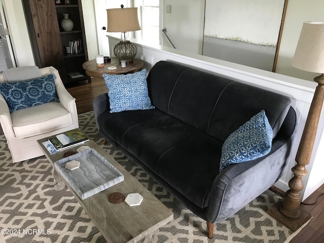 living room with hardwood / wood-style floors