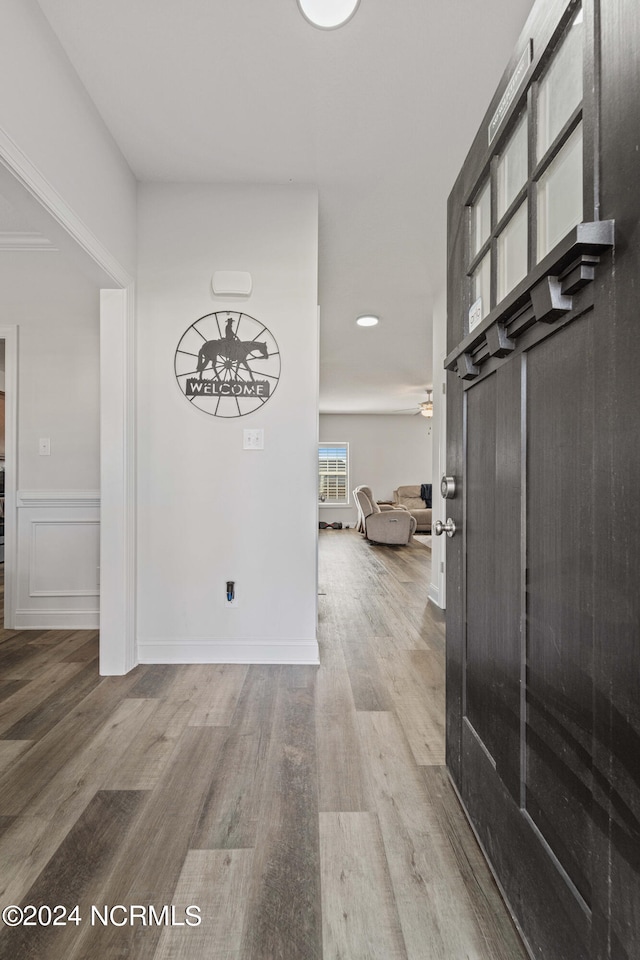 hall featuring hardwood / wood-style floors